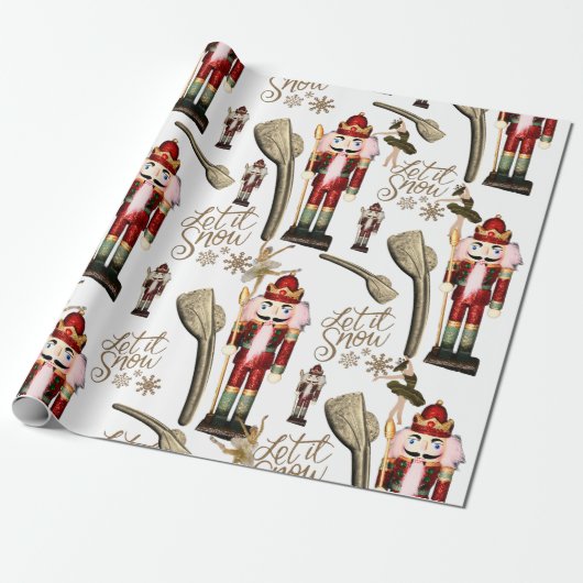 Papier Cadeau Nutcracker Suite Ballerina Christmas Let it Snow (Déroulé)