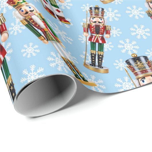 Papier Cadeau Nutcracker Toss on Snow Christmas Roll of (Coin rond)