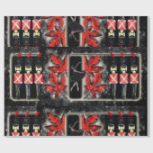 Papier Cadeau Nutcracker Trio Ballerina Feuilles rouges (Plat)