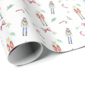 Papier Cadeau Nutcrackers de Noël aquarelle (Coin rond)