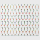 Papier Cadeau Nutcrackers de Noël aquarelle (Plat)