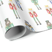Papier Cadeau Nutcrackers de Noël aquarelle (Coin rond)