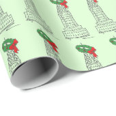 Papier Cadeau NYC Skyscraper Wreath Holiday New York Noël (Coin rond)