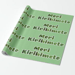 PAPIER CADEAU NZ KIWI XMAS MERI KIRIHIMETE TEXTE VERT NOËL