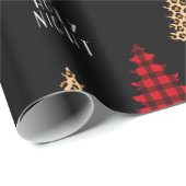 Papier Cadeau O Nuit Sainte Buffle Rouge Plaid Leopard Noël (Coin rond)