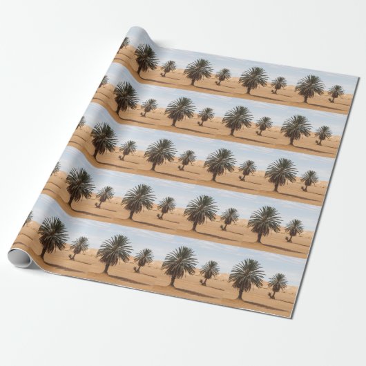 Papier Cadeau Oasis du désert : Paysage des palmiers du Sahara. (Déroulé)