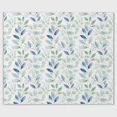 Papier Cadeau Oasis Tranquille Aquarelle Feuilles Monogramme et  (Plat)
