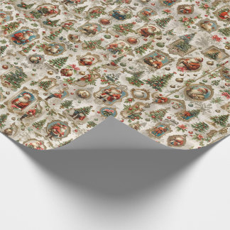 Papier Cadeau Objets d'époque de Noël antiques | Père Noël Rétro