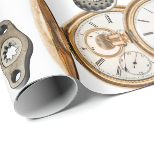 Papier Cadeau Objets en vapeur Gears Pocket watch Skeleton Key (Coin rond)