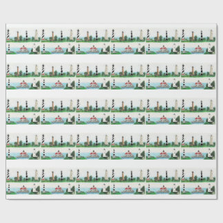 PAPIER CADEAU OBX LIGHTHOUSES WRAPPING PAPER