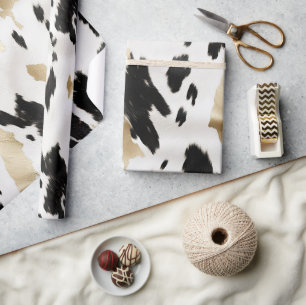 Papier Cadeau Occidental Black White Glam Gold Cowhal Anniversai