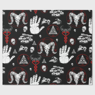 Papier Cadeau occulte halloween tous voir oeil ésotérique runes