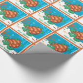 Papier Cadeau Ocean Aquatic Cute Turtle Custom Cadeau (Coin)