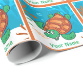Papier Cadeau Ocean Aquatic Cute Turtle Custom Cadeau (Coin rond)
