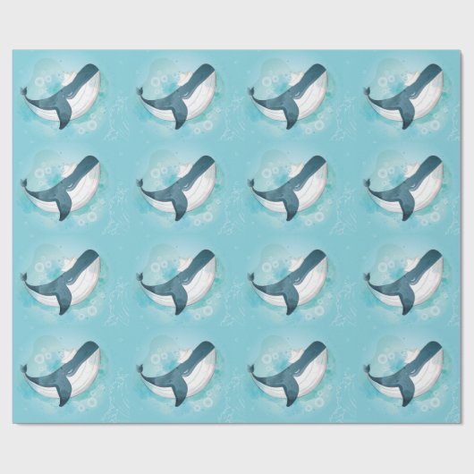 Papier Cadeau Océan baleine (Plat)