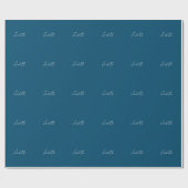 Papier Cadeau Ocean Blue Calligraphie Professionnelle Ajouter No (Plat)