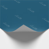 Papier Cadeau Ocean Blue Calligraphie Professionnelle Ajouter un (Coin)