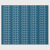 Papier Cadeau Ocean Blue Plain Élégant Moderne Calligraphie Nom (Plat)