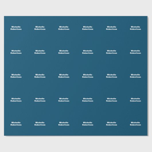 Papier Cadeau Ocean Blue Plain Minimalist Ajouter son propre nom (Plat)