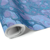 Papier Cadeau Ocean Breeze 3 Blue Purple Abstract Wrapping Paper (Coin rond)