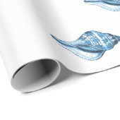 Papier Cadeau Océan côtier nautique de mer de plage de coquille (Coin rond)