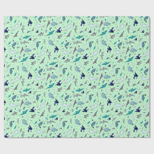 Papier Cadeau Océan en vert (Plat)