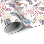 Papier Cadeau Océan Mer Coral Créature Sous-marin Monde (Coin rond)