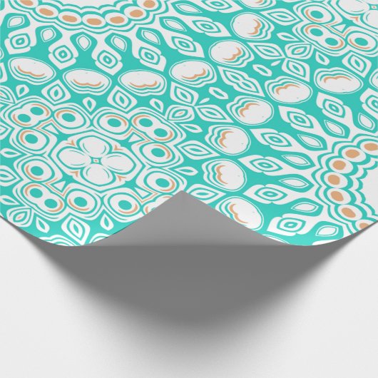 Papier Cadeau Océan Turquoise et Beige Mandala Motif (Coin)