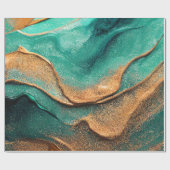 Papier Cadeau Océan Turquoise et bronze Abstrait Art (Plat)