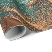Papier Cadeau Océan Turquoise et bronze Abstrait Art (Coin rond)