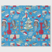 Papier Cadeau océanique noël sirène marine méduse (Plat)