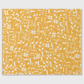 Papier Cadeau Ocre Doré Clair Notes de Musique Couleurs Chaudes (Plat)