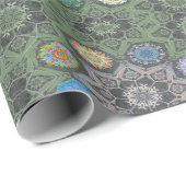 Papier Cadeau Octo plus brillant arabesque Moorisque Pierre vert (Coin rond)