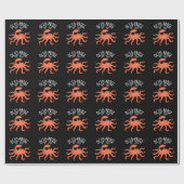Papier Cadeau Octo-prose Drôle de Poulpe Pun Fond Sombre (Plat)