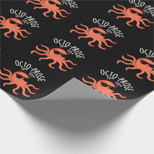 Papier Cadeau Octo-prose Funny Octopus Pun Dark BG (Coin)