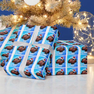 Papier Cadeau Octopus à Santa Hat