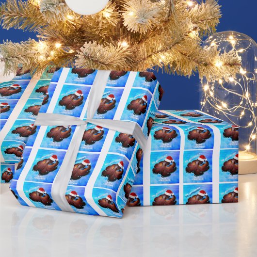 Papier Cadeau Octopus à Santa Hat (Vacances)