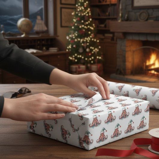 Papier Cadeau Octopus Christmas Joy