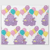 Papier Cadeau Octopus d'anniversaire (Plat)