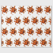 Papier Cadeau Octopus Kraken Illustration de l'art Vintage (Plat)