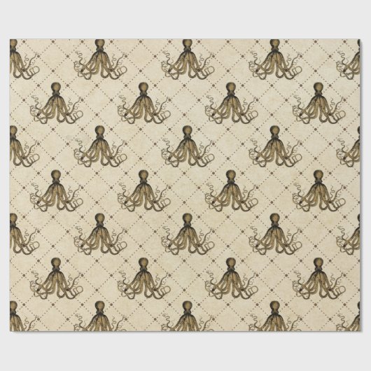 Papier Cadeau Octopus Nautique vintage (Plat)