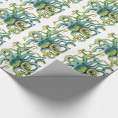 Papier Cadeau Octopus Vert aquarelle Art (Coin)