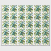 Papier Cadeau Octopus Vert aquarelle Art (Plat)