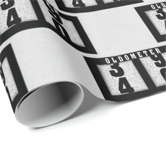 Papier Cadeau Odomètre noir pour 40e anniversaire (Coin rond)