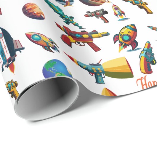 Papier Cadeau Odyssée de l'espace (Coin rond)