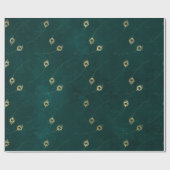 Papier Cadeau OEil Abstrait d'or de Peacock plumes sur vert (Plat)