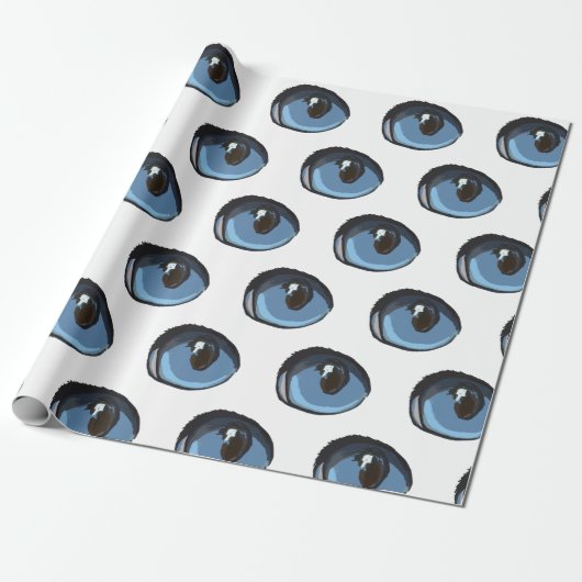 Papier Cadeau Oeil de chat bleu (Déroulé)