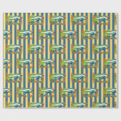 Papier Cadeau Oeil d'Horus sur or et lapis lazuli rayures (Plat)