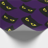 Papier Cadeau Oeil jaune de chat noir et violet motif Halloween (Coin)
