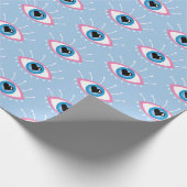 Papier Cadeau Oeil mal grec avec cils rose bleu (Coin)